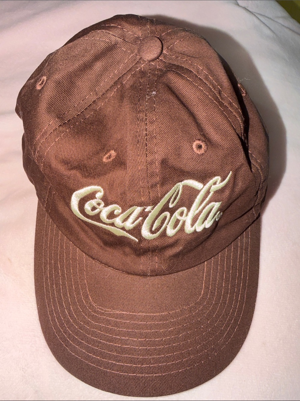 Coca Cola Brown Cap with Cream Script Logo